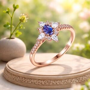 New Color Change Alexandrite Ring 18K Rose Gold Vermeil, June Birthstone